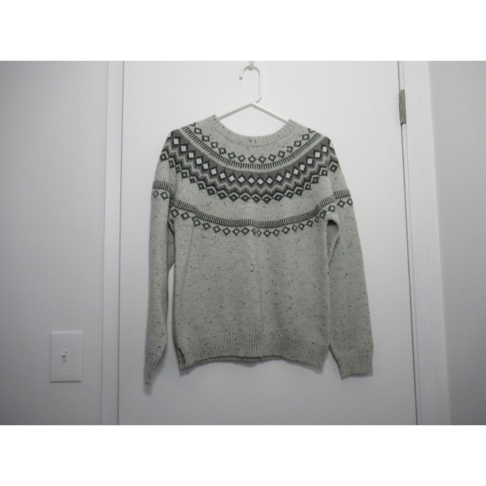 Original Weatherproof Fair Isle Sweater Gray Size M